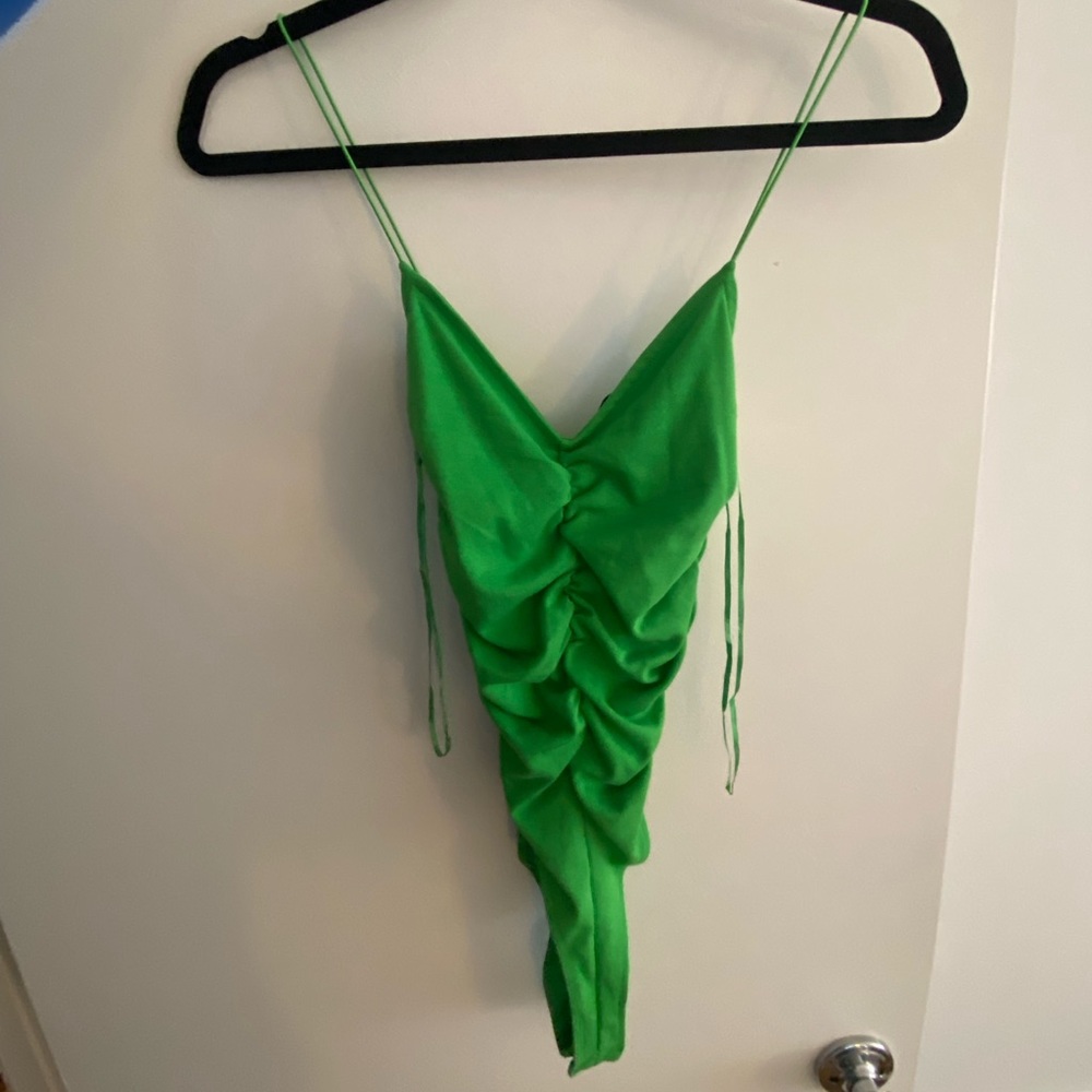 ZARA Green Runched Bodysuit